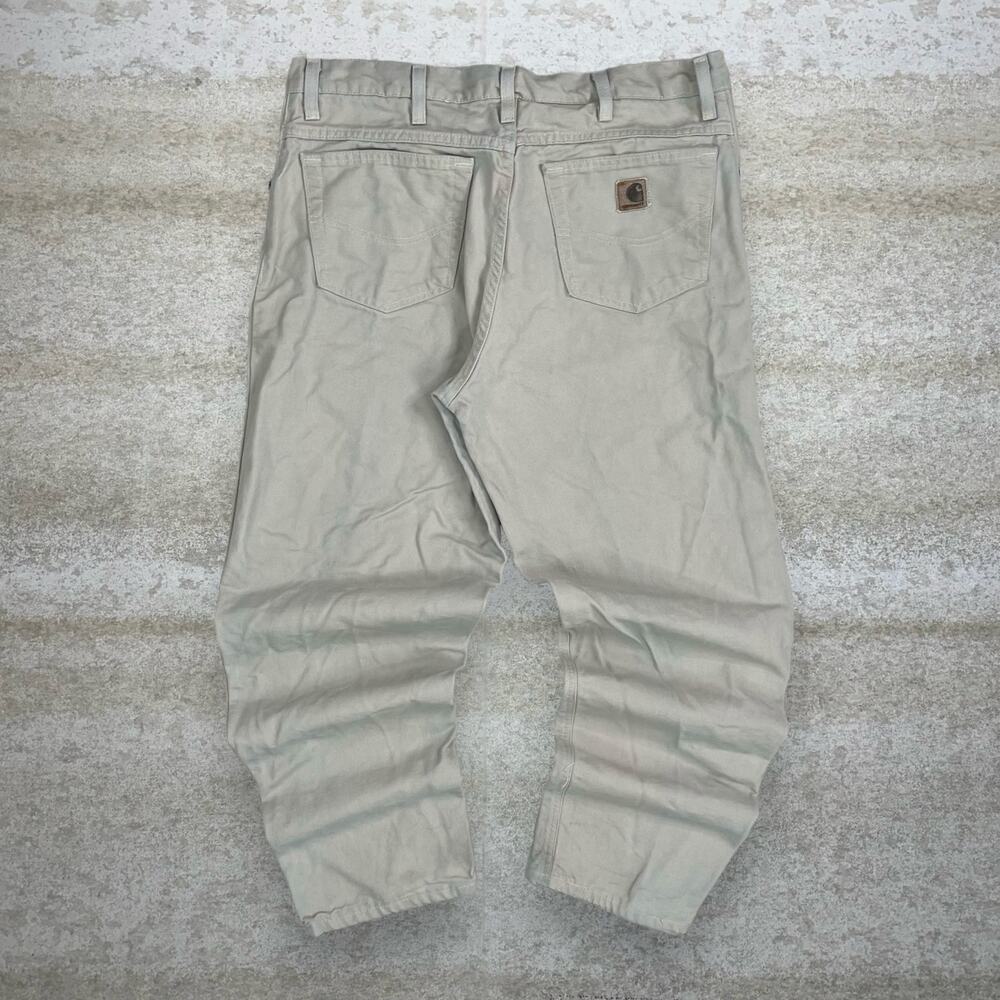 Vintage 90s Carhartt Carpenter Pants 38x30 Baggy Light Tan Canvas Work Wear